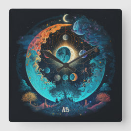 Erstellen Sie Ihren eigenen mystischen blauen Mond Quadratische Wanduhr