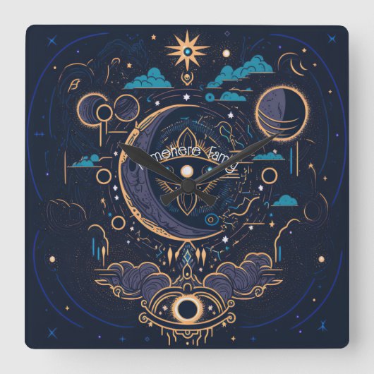 Erstellen Sie Ihren eigenen mystischen Himmelszwei Quadratische Wanduhr (Vorderseite)