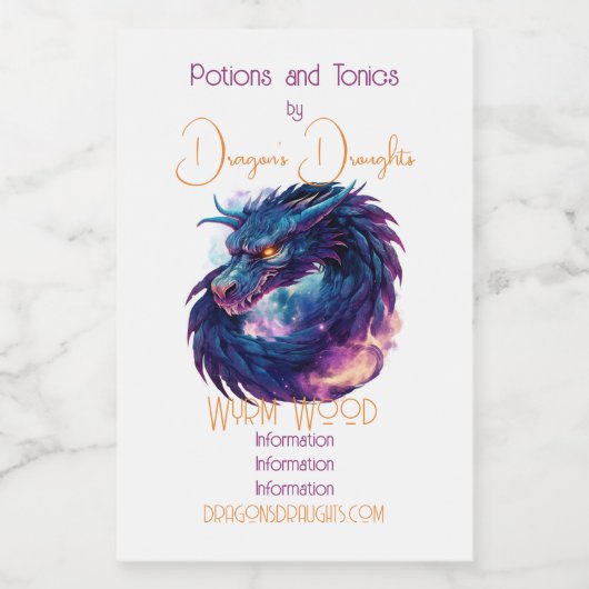 Erstellen Sie Ihren eigenen mystischen Lila Drache Lebensmitteletikett (Einzelnes Label)