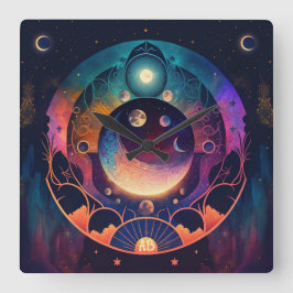 Erstellen Sie Ihren eigenen mystischen Regenbogenm Quadratische Wanduhr