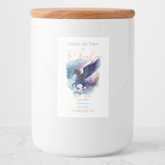 Erstellen Sie Ihren eigenen mythischen Pegasus Lebensmitteletikett (Vorderseite)