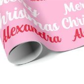 Erstellen Sie Ihren eigenen Namen Rosa Weihnachten Geschenkpapier (Rolleneckpunkt)