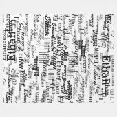 Erstellen Sie Ihren eigenen Namen schwarz und weiß Fleecedecke (Vorderseite (Horizontal))