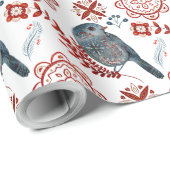 Erstellen Sie Ihren eigenen nordischen Blauen Voge Geschenkpapier (Rolleneckpunkt)