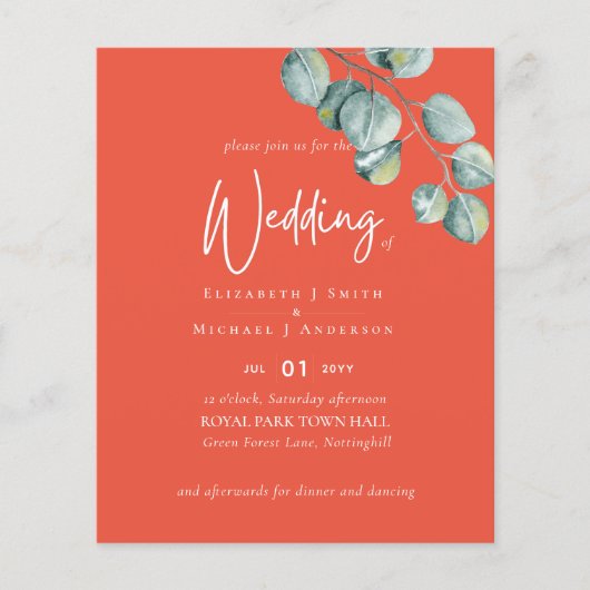 Erstellen Sie Ihren eigenen ORANGE Eukalyptus Wedd Flyer (Vorne)