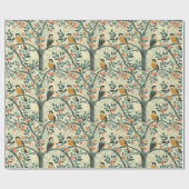 Erstellen Sie Ihren eigenen Oriole-Vögel Obstbaum Geschenkpapier (Flach)