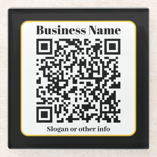 Erstellen Sie Ihren eigenen QR-Code | Schwarz-weiß Glasuntersetzer (Vorderseite)
