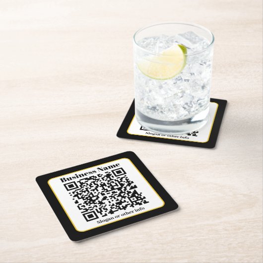 Erstellen Sie Ihren eigenen QR-Code | Schwarz-weiß Rechteckiger Pappuntersetzer (Vor Ort)