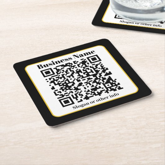 Erstellen Sie Ihren eigenen QR-Code | Schwarz-weiß Rechteckiger Pappuntersetzer (angewinkelt)