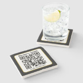 Erstellen Sie Ihren eigenen QR-Code | Schwarz-weiß Steinuntersetzer (Seitenansicht)