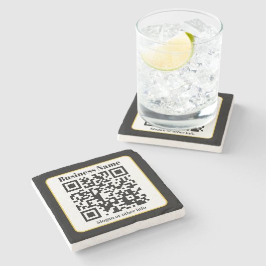 Erstellen Sie Ihren eigenen QR-Code | Schwarz-weiß Steinuntersetzer (Seitenansicht)