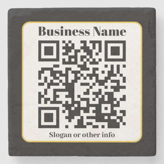 Erstellen Sie Ihren eigenen QR-Code | Schwarz-weiß Steinuntersetzer (Vorderseite)