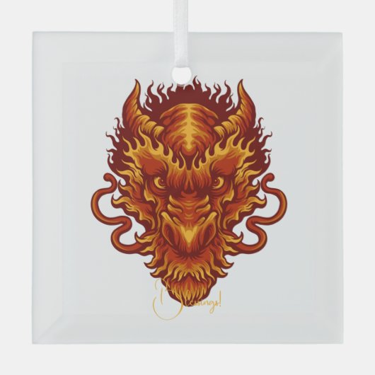Erstellen Sie Ihren eigenen Red Dragon Head Ornament Aus Glas (Vorderseite)