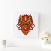 Erstellen Sie Ihren eigenen Red Dragon Head Quadratische Wanduhr (Zuhause)