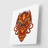 Erstellen Sie Ihren eigenen Red Dragon Head Quadratische Wanduhr (Winkel)