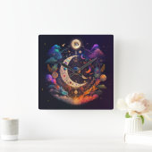 Erstellen Sie Ihren eigenen Regenbogen Crescent Mo Quadratische Wanduhr (Zuhause)