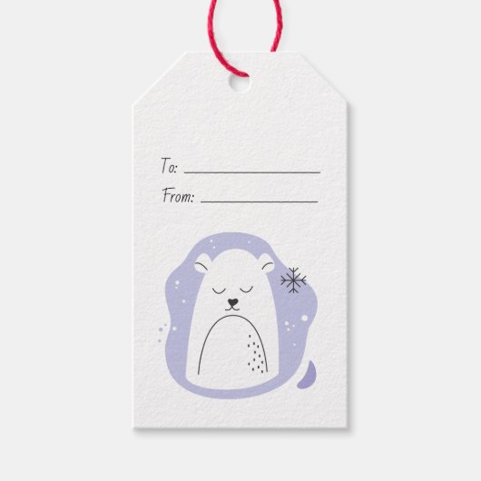 Erstellen Sie Ihren eigenen Retro-Polar-Bär Lila W Geschenkanhänger (Vorderseite)