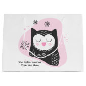 Erstellen Sie Ihren eigenen Retro-Schnee Owl Pink Große Geschenktüte (Vorderseite)