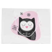 Erstellen Sie Ihren eigenen Retro-Schnee Owl Pink Große Geschenktüte (Rückseite)