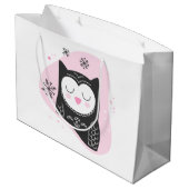 Erstellen Sie Ihren eigenen Retro-Schnee Owl Pink Große Geschenktüte (Rückseite Schrägansicht)