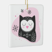 Erstellen Sie Ihren eigenen Retro-Schnee Owl Pink  Keramikornament (Rechts)