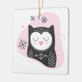 Erstellen Sie Ihren eigenen Retro-Schnee Owl Pink  Keramikornament (Links)