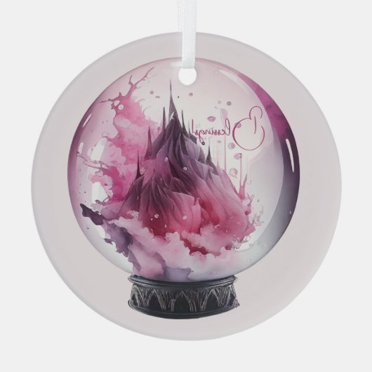 Erstellen Sie Ihren eigenen rosa Kristallball Ornament Aus Glas (Rückseite)
