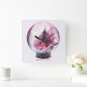 Erstellen Sie Ihren eigenen rosa Kristallball Quadratische Wanduhr (Zuhause)