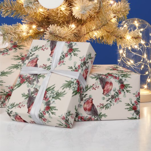 Erstellen Sie Ihren eigenen roten Weihnachtsvogel Geschenkpapier (Feiertage)