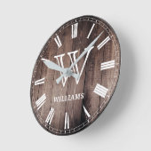 Erstellen Sie Ihren eigenen rustikalen Monogram Ba Runde Wanduhr (Winkel)