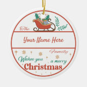 Erstellen Sie Ihren eigenen Schlittennamen und Wei Keramik Ornament (Vorne)