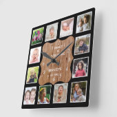 Erstellen Sie Ihren eigenen Schwarzen 12 FotoColla Quadratische Wanduhr (Winkel)