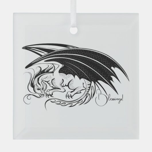 Erstellen Sie Ihren eigenen schwarzen Drachen Ornament Aus Glas (Vorderseite)