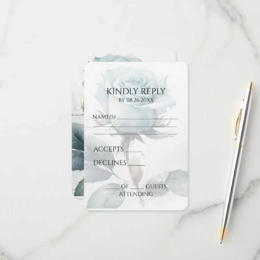 Erstellen Sie Ihren eigenen Single Blue Watercolor RSVP Karte (Vorderseite/Rückseite Beispiel)