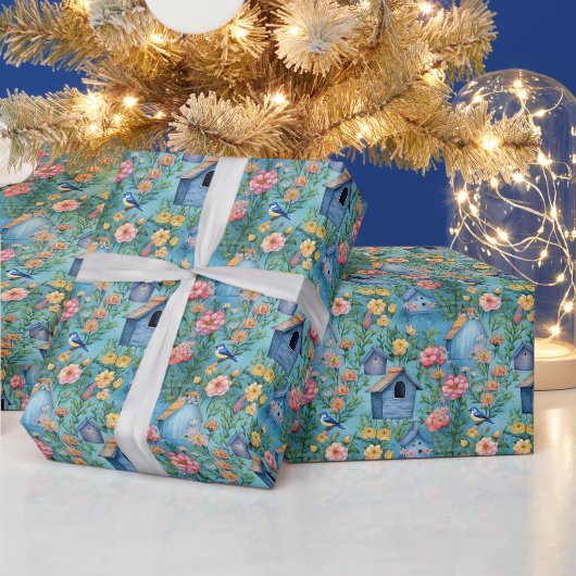 Erstellen Sie Ihren eigenen Singvogelgarten Häuser Geschenkpapier (Feiertage)