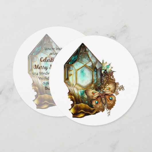 Erstellen Sie Ihren eigenen Steampunk-Schmetterlin Einladung (Vorne/Hinten)