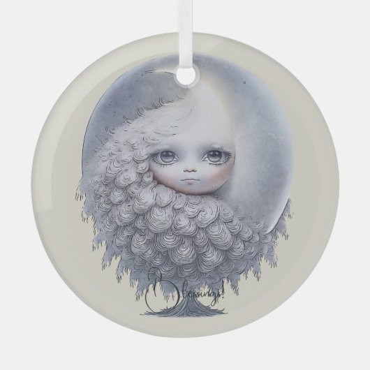Erstellen Sie Ihren eigenen süßen Mondbaum Ornament Aus Glas (Vorderseite)
