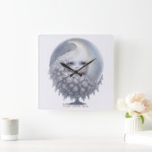 Erstellen Sie Ihren eigenen süßen Mondbaum Quadratische Wanduhr (Zuhause)