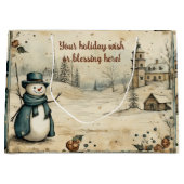 Erstellen Sie Ihren eigenen Vintagen Schneemann Große Geschenktüte (Vorderseite)
