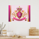 Erstellen Sie Ihren eigenen Wappen Pink Gold Crown Poster (Küche)