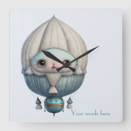 Erstellen Sie Ihren Niedlichen Steampunk-Heißluftb Quadratische Wanduhr