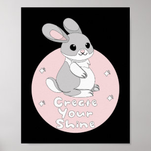 Erstellen Sie Ihren Shine Kawaii Funny Bunny Pink Poster