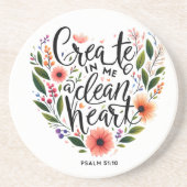 Erstellen Sie in mir ein sauberes Herz blühend Getränkeuntersetzer (Vorne)