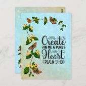 Erstellen Sie in mir einen reinen Herzpsalm 51: 10 Postkarte (Vorne/Hinten)
