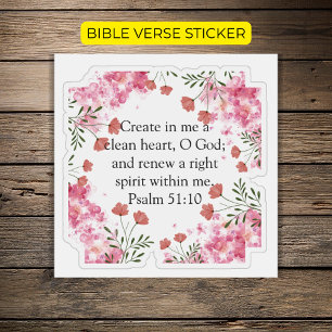 Erstellen Sie in mir Psalm 51:10 Pink Floral Chris Aufkleber