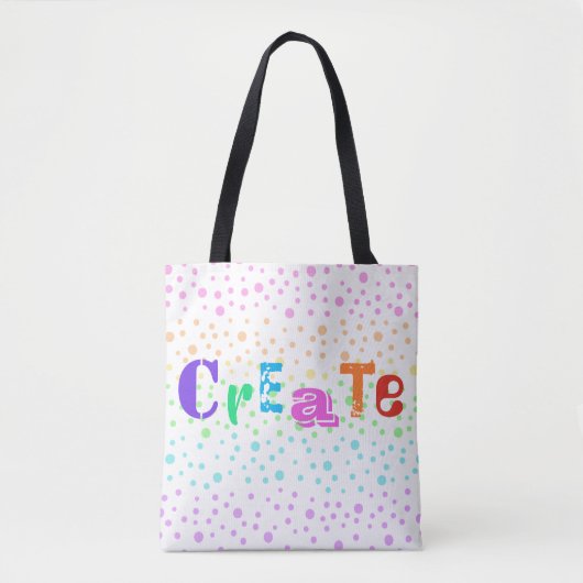 Erstellen Sie mit Rainbow Polka Dots Tote Bag Tasche (Vorderseite)