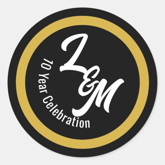 Erstellen Sie Personalisierte Schwarz-weiße Goldkl Runder Aufkleber (Vorderseite)