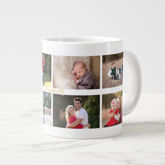 Erstellen Sie Personalisierten 8-Collage Monogram  Jumbo-Tasse (Vorderseite Rechts)
