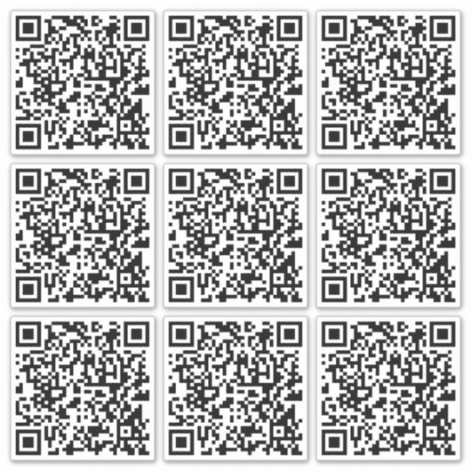 Erstellen Sie sofort 9 Scannable QR Codes Schwarz- Aufkleber (Vorderseite)