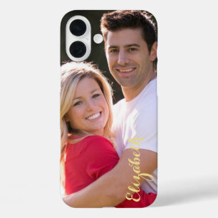 Erstellen von benutzerdefinierten Foto-Gold-Text S iPhone 16 Plus Hülle